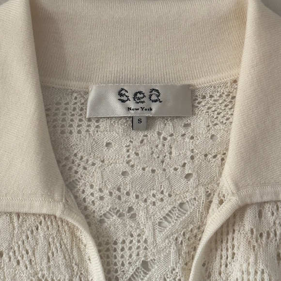 SEA New York Cream Tie-Front Nelle Lace Knit Cardigan - Picture 6 of 7
